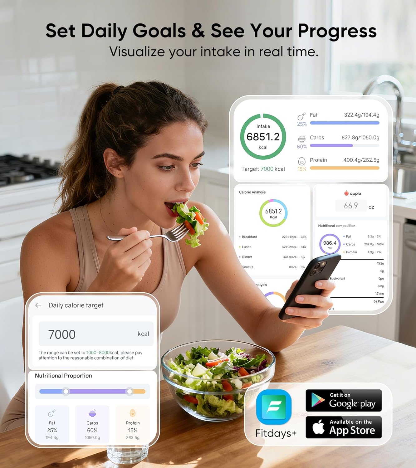 Digital Food Scale with TFT Display and App Connectivity for Nutritional Tracking