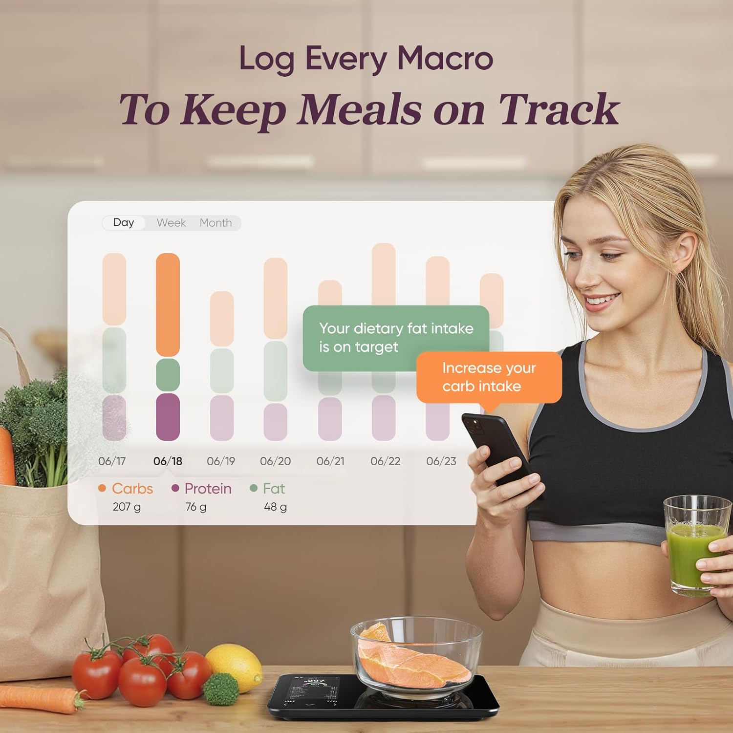Digital Food Scale with Nutritional Calculator for Accurate Meal Prep
