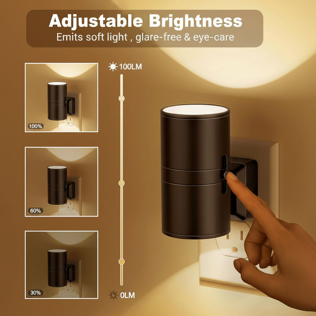 TwilightGlow Comfort Light: Dimmable & Auto-Adjusting Night Lamp
