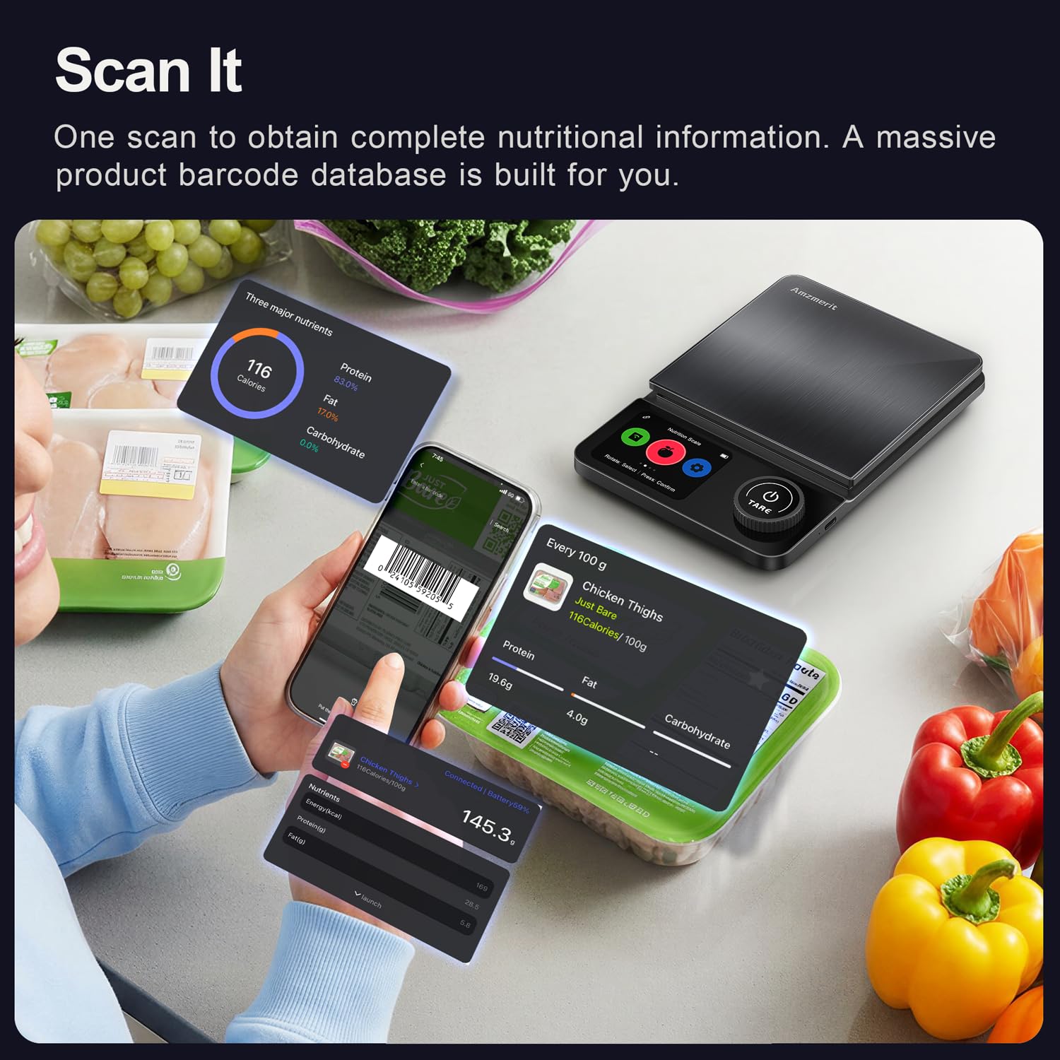 Digital Food Scale with Nutritional Calculator for Weight Management