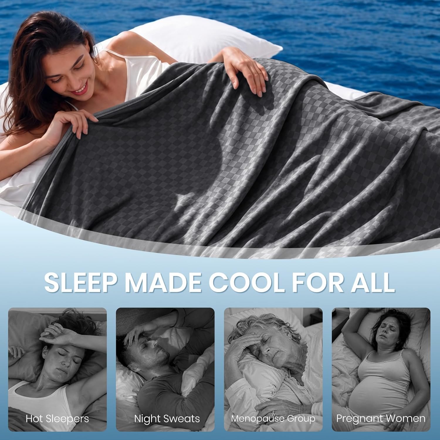 Cooling Blanket with Arc-Chill Fabric Technology for Hot Sleepers - Soft & Lightweight