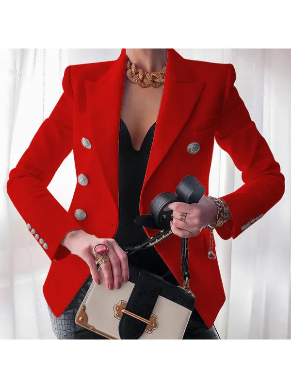 Women’s Blazer | Double-Breasted Tailored Design | Cotton Blend & Thermal Lining | Versatile Formal Wear