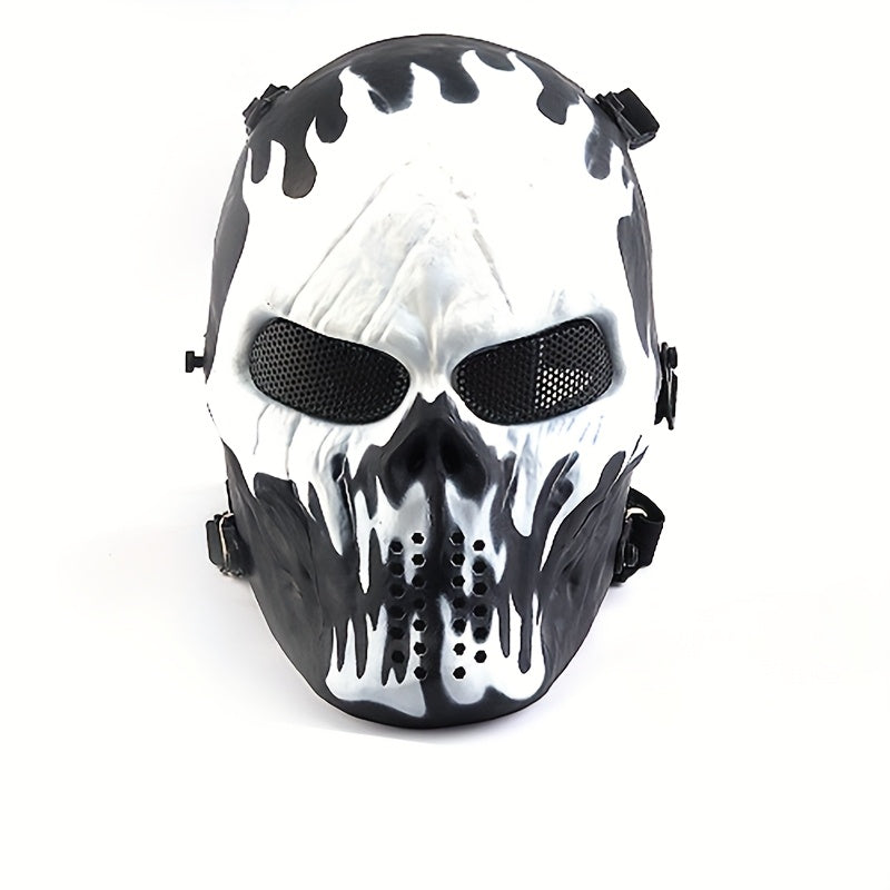 Halloween Skull Mask with Black and White Camouflage Design – Lightweight Polyester