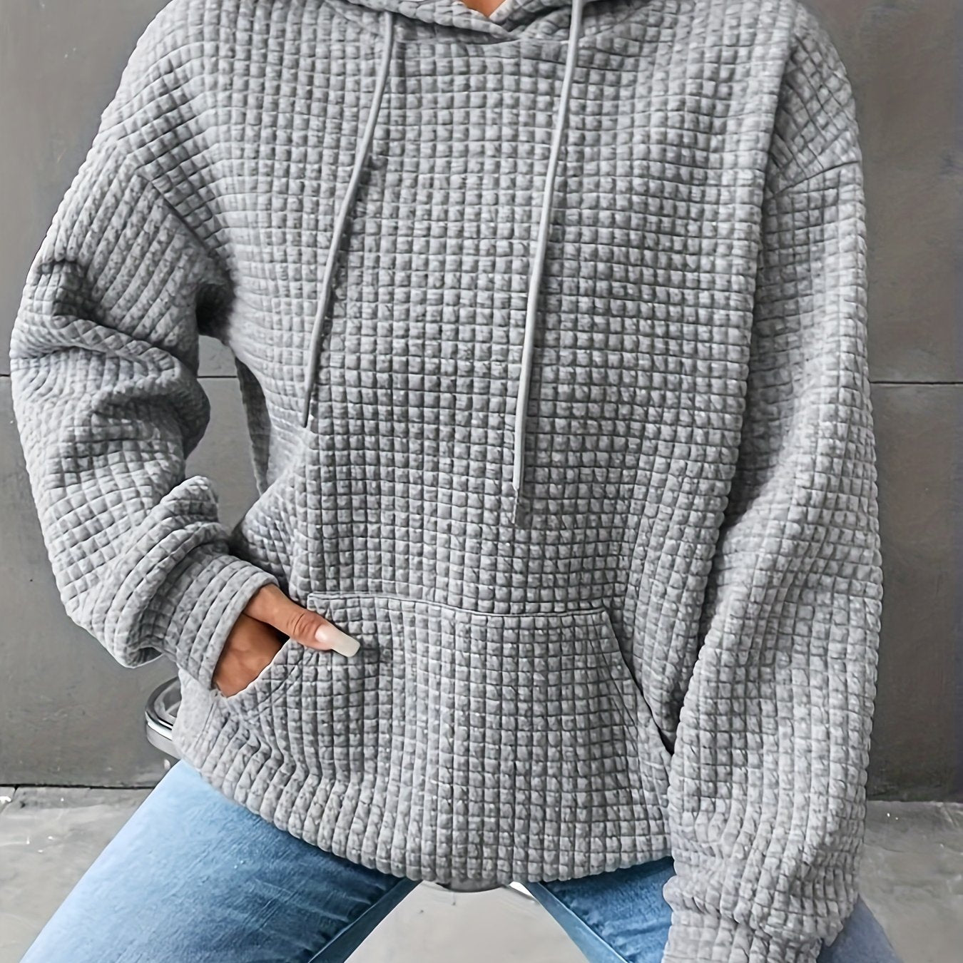 Plus Size Hoodie | Waffle Knit | Casual Comfort Wear | Polyester Blend