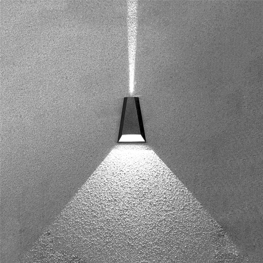 Pyramid Waterproof Outdoor Wall Lamp | IP65 Rated LED Exterior Lighting | Aluminum & Tempered Glass | Black, Gray, White | Warm & Cool White Options | Hardwired & Plug-in