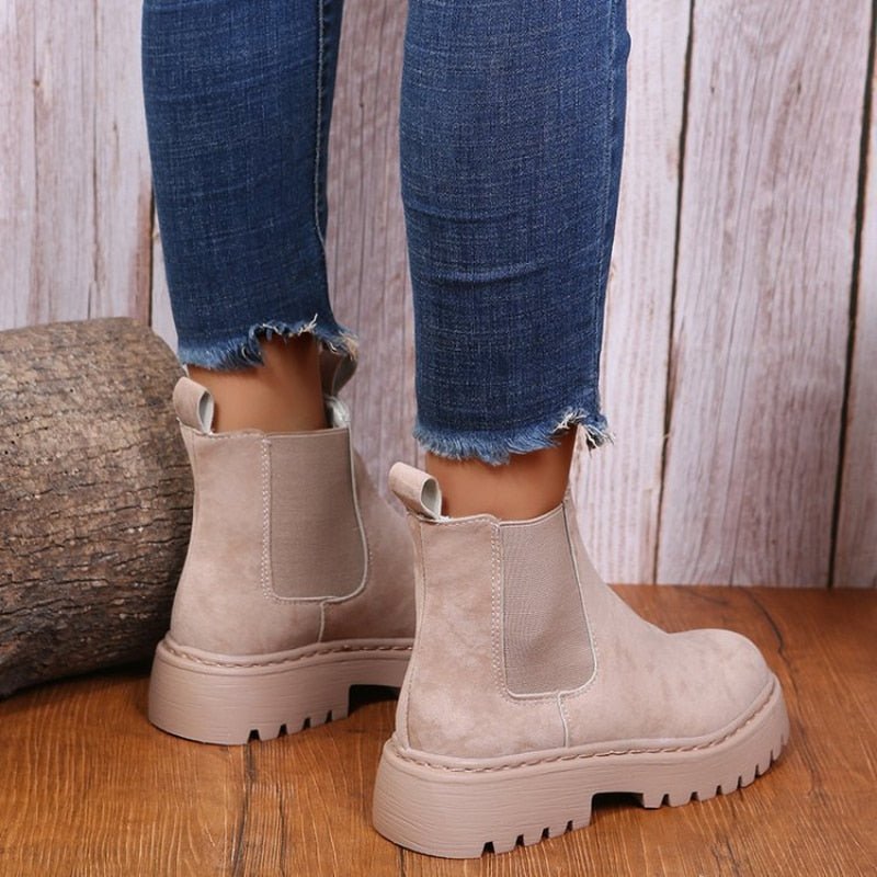 Women’s Ankle Boots | Fluffy Soft Lining & Supportive Sole | Chelsea Style with Lug Sole | Durable Everyday Wear