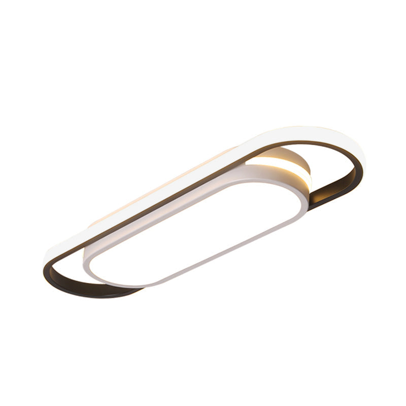 Taavita Corridor Flushmount Simple Black and White Ceiling Light with Arc Rectangle Acrylic Shade in White/Warm Light, 19"/23" Width