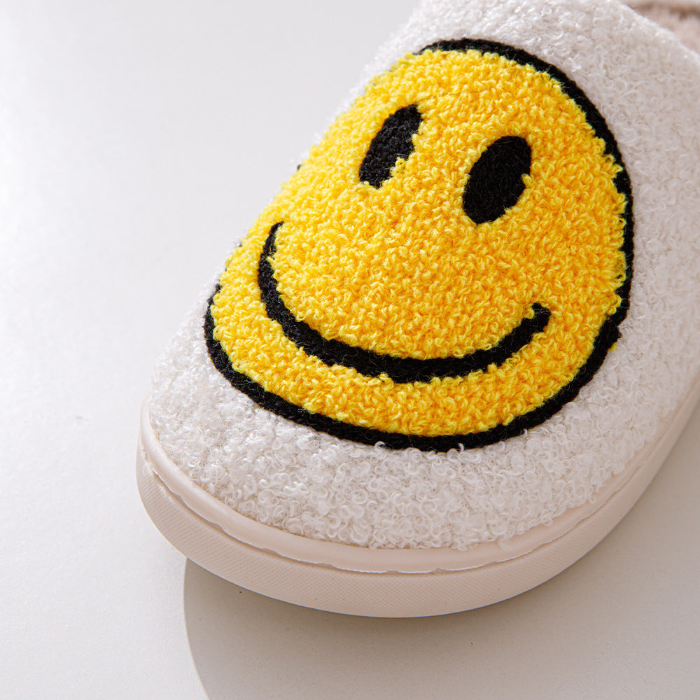 Indoor Slip-On Slippers | Plush Fleece Lining & Slip-Resistant Sole | Big Smiley Face Design | Comfortable Fit