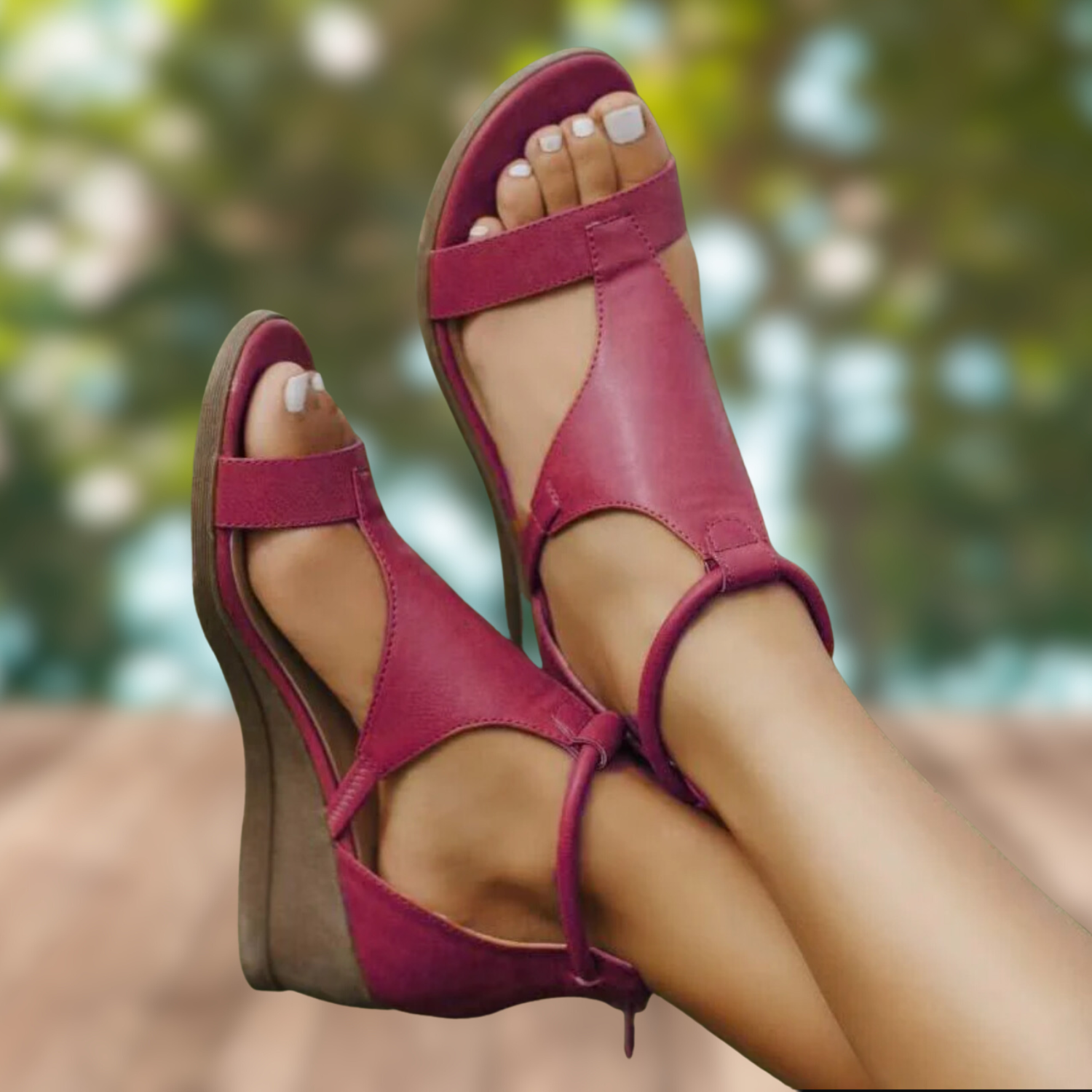 Women’s Orthopedic Leather Sandals | Soft Ergonomic Footbed | Wedge Heel | Comfortable Fit