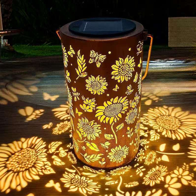 Sunflower Patterned Solar Lantern for Outdoor Gardens