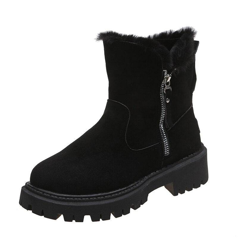 Women’s Winter Boots | Fur-Lined Suede with Side Zipper | Deep Tread Sole for Traction | Water Resistant