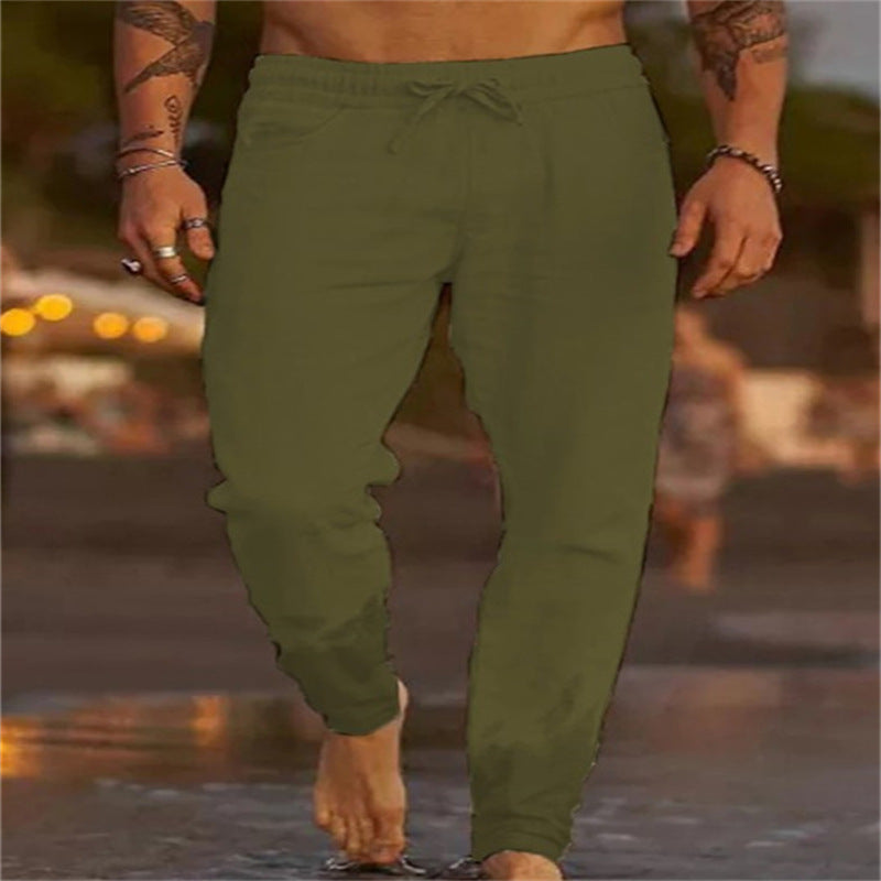 Men’s Casual Jogger Pants | Adjustable Drawstring Waist | Breathable Linen Fabric | Comfortable Fit
