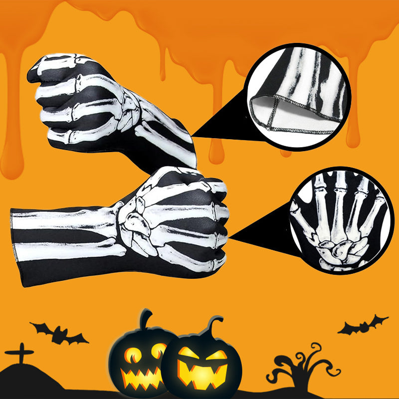 Double-Sided Skull Print Halloween Gloves β Soft, Breathable Costume Accessory