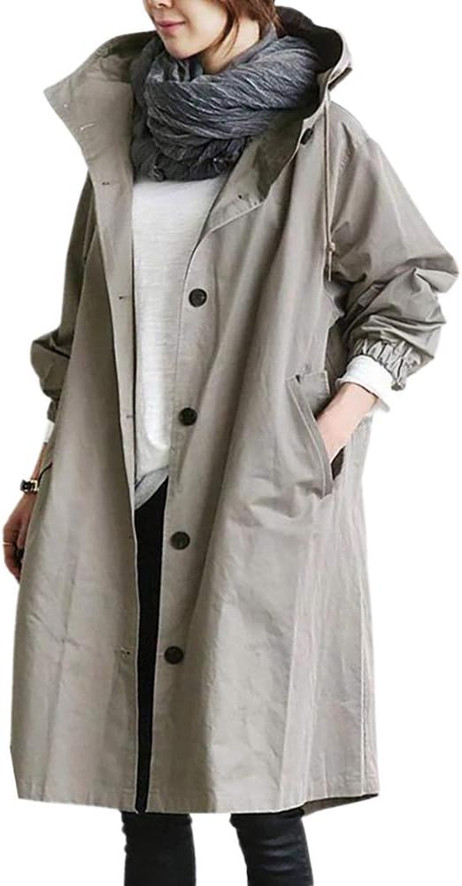 Women’s Trench Coat | Lightweight Hooded Design | Breathable Fabric | Versatile Wear for Transitional Seasons