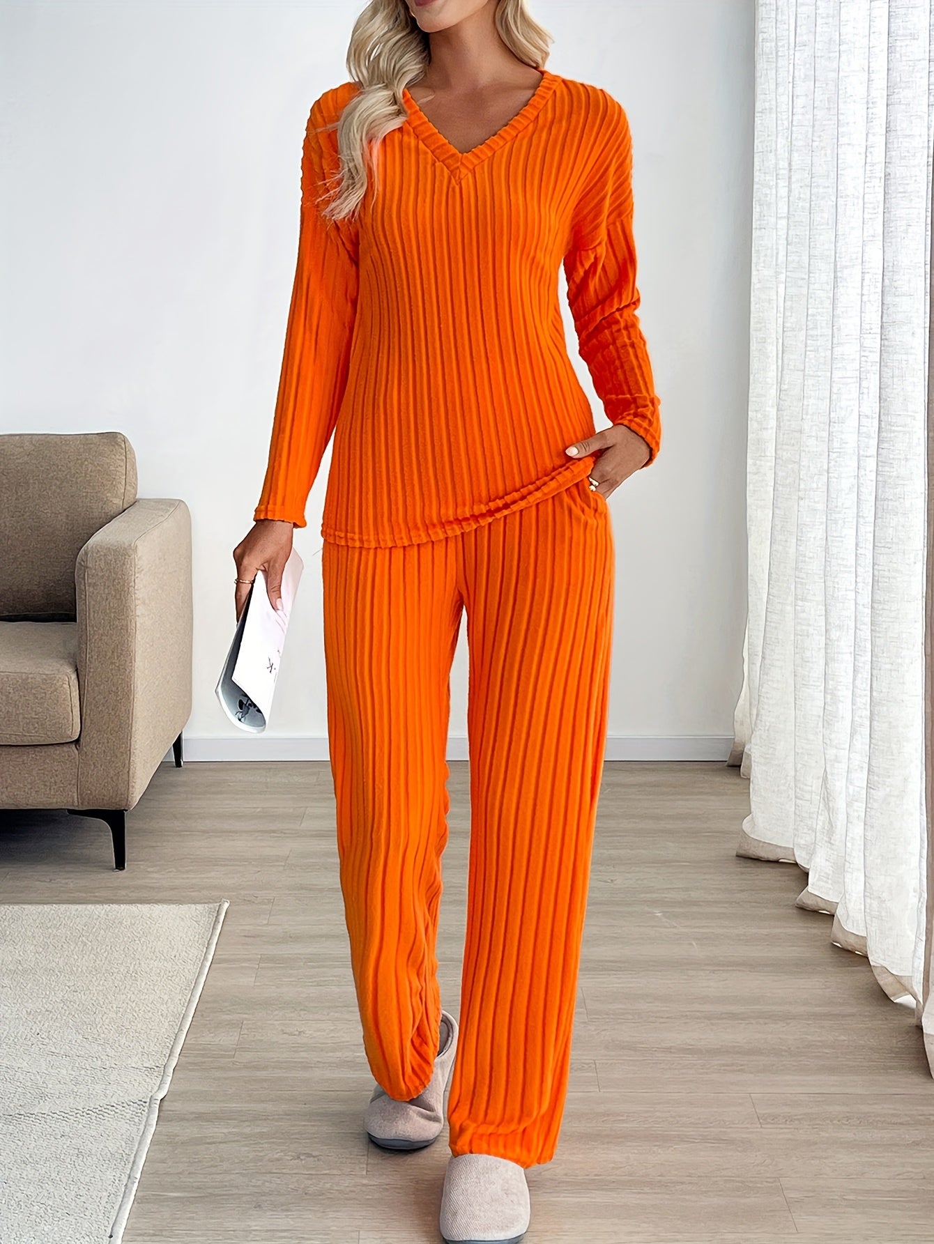 Lounge Set | Ribbed Knit | All-Day Comfort | Polyester