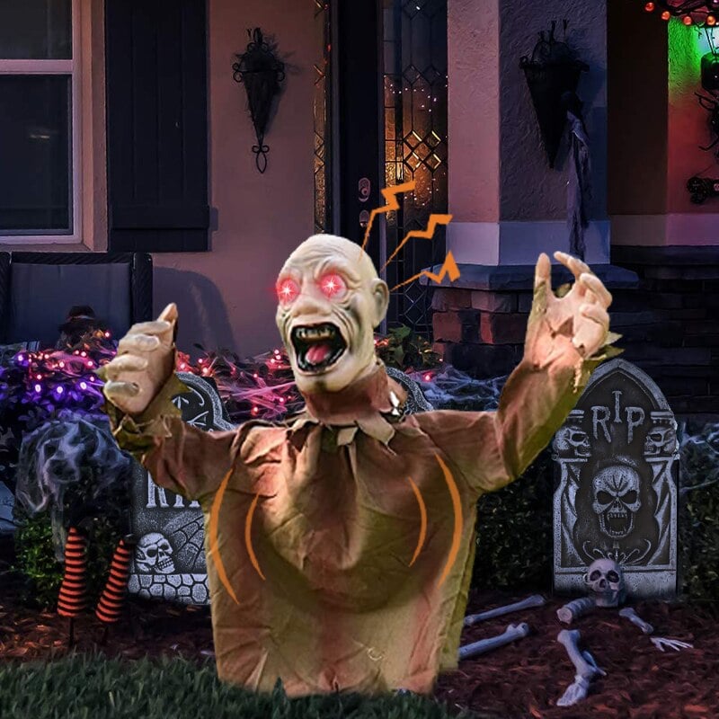 Sound-Activated Swinging Ghost Halloween Decoration with LED Eyes