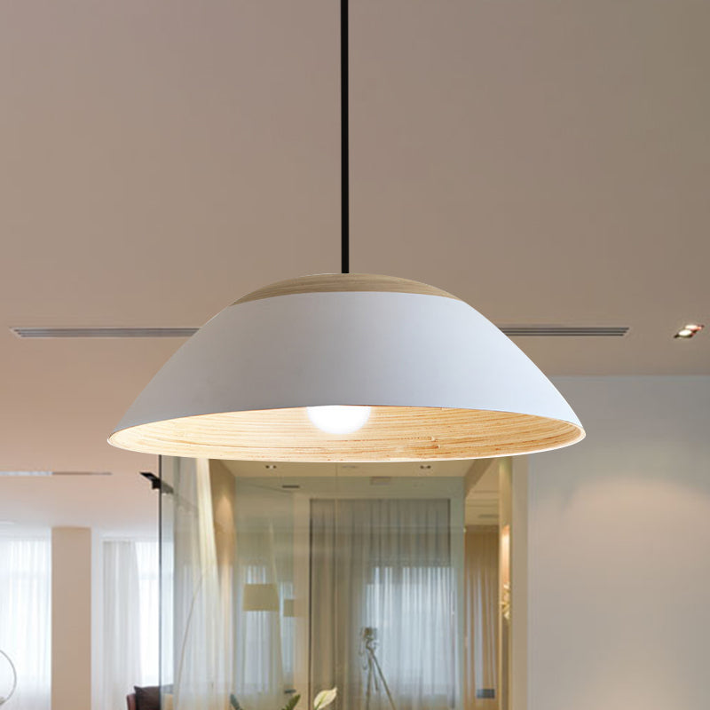 1 Bulb Restaurant Drop Pendant Light Modernist White/Black Ceiling Hang Fixture with Dome Metal Shade Clearhalo 'Ceiling Lights' 'Modern Pendants' 'Modern' 'Pendant Lights' 'Pendants' Lighting' 759662