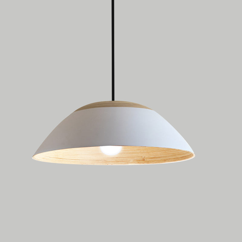 1 Bulb Modernist Restaurant Drop Pendant Light White/Black Ceiling Hang Fixture with Dome Metal Shade by Taavita