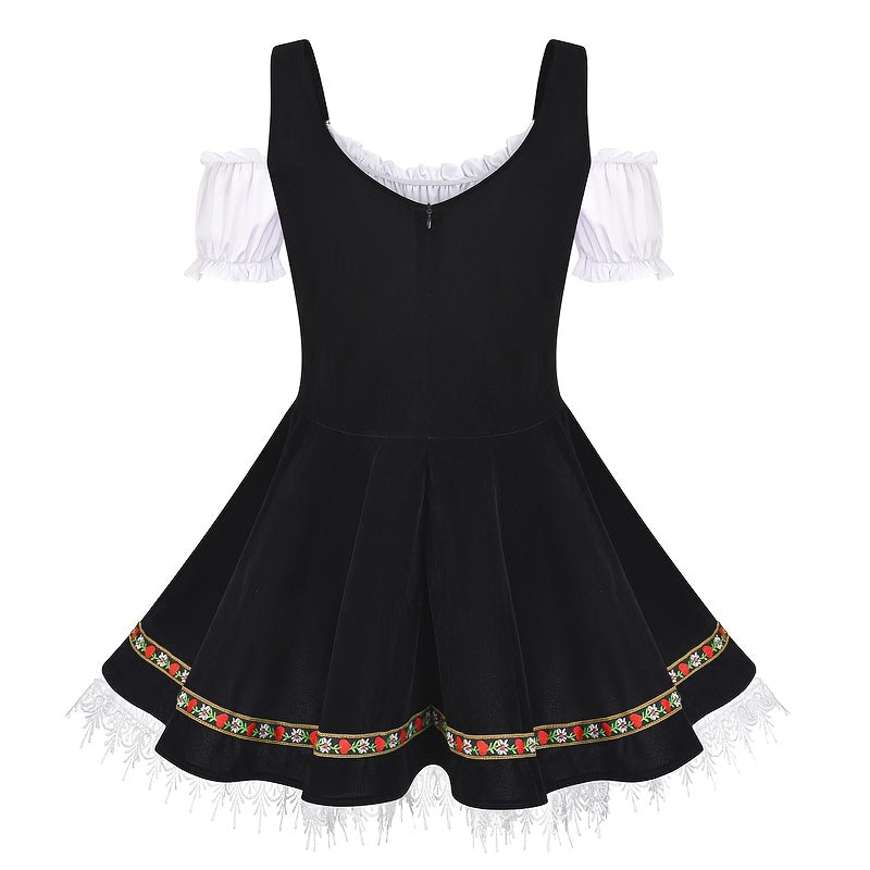 Women's Traditional Bavarian Oktoberfest Dirndl Dress with Embroidery
