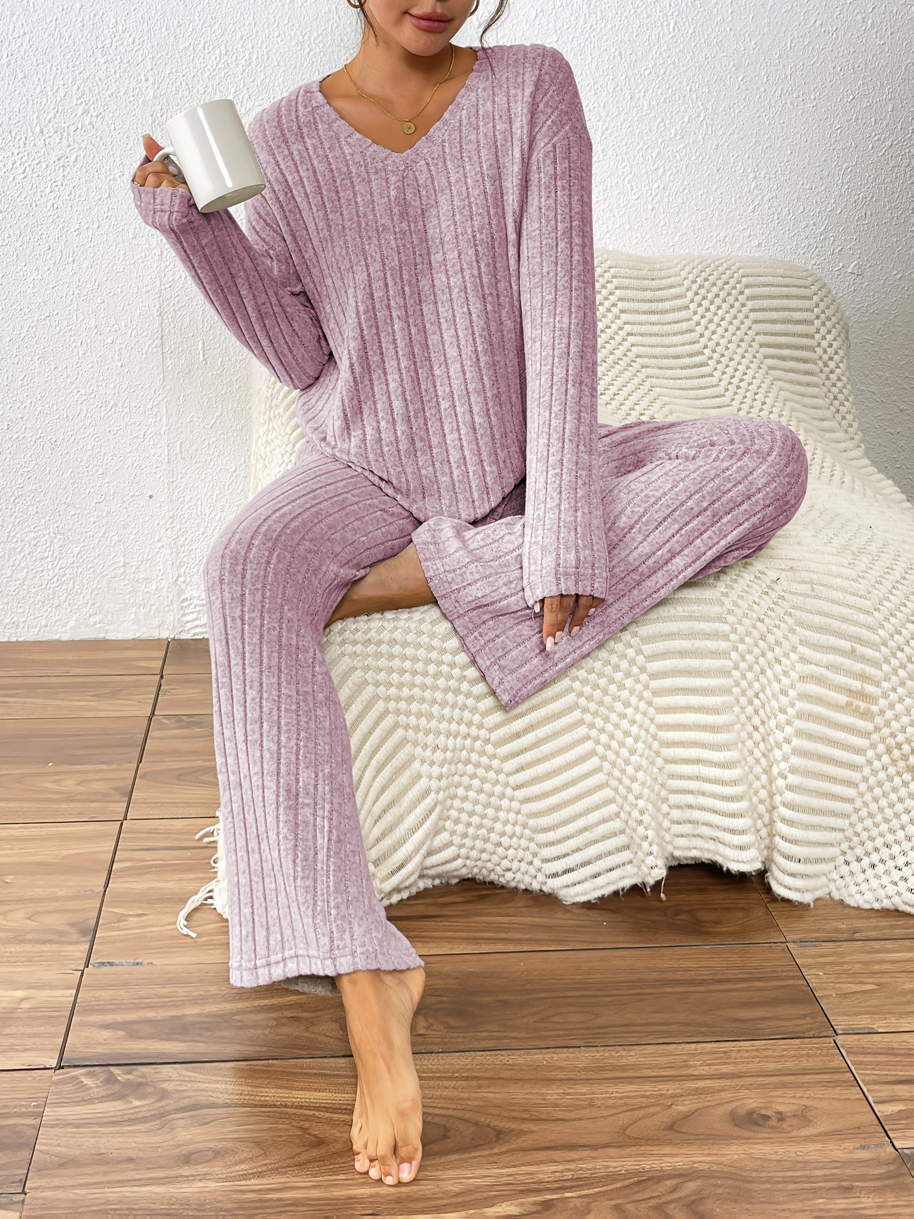 Women's Lounge Set | Ribbed Fleece | Cozy Everyday Comfort | Polyester