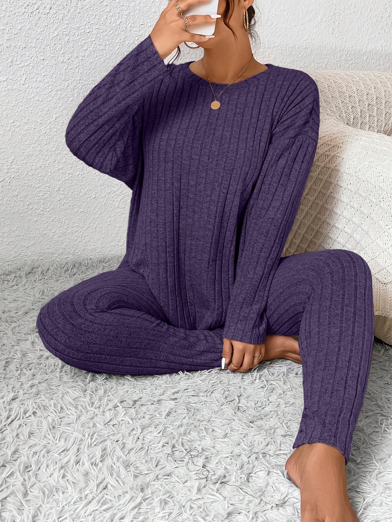 Plus Size Pajama Set | Long Sleeve | Lightweight Comfort | Polyester