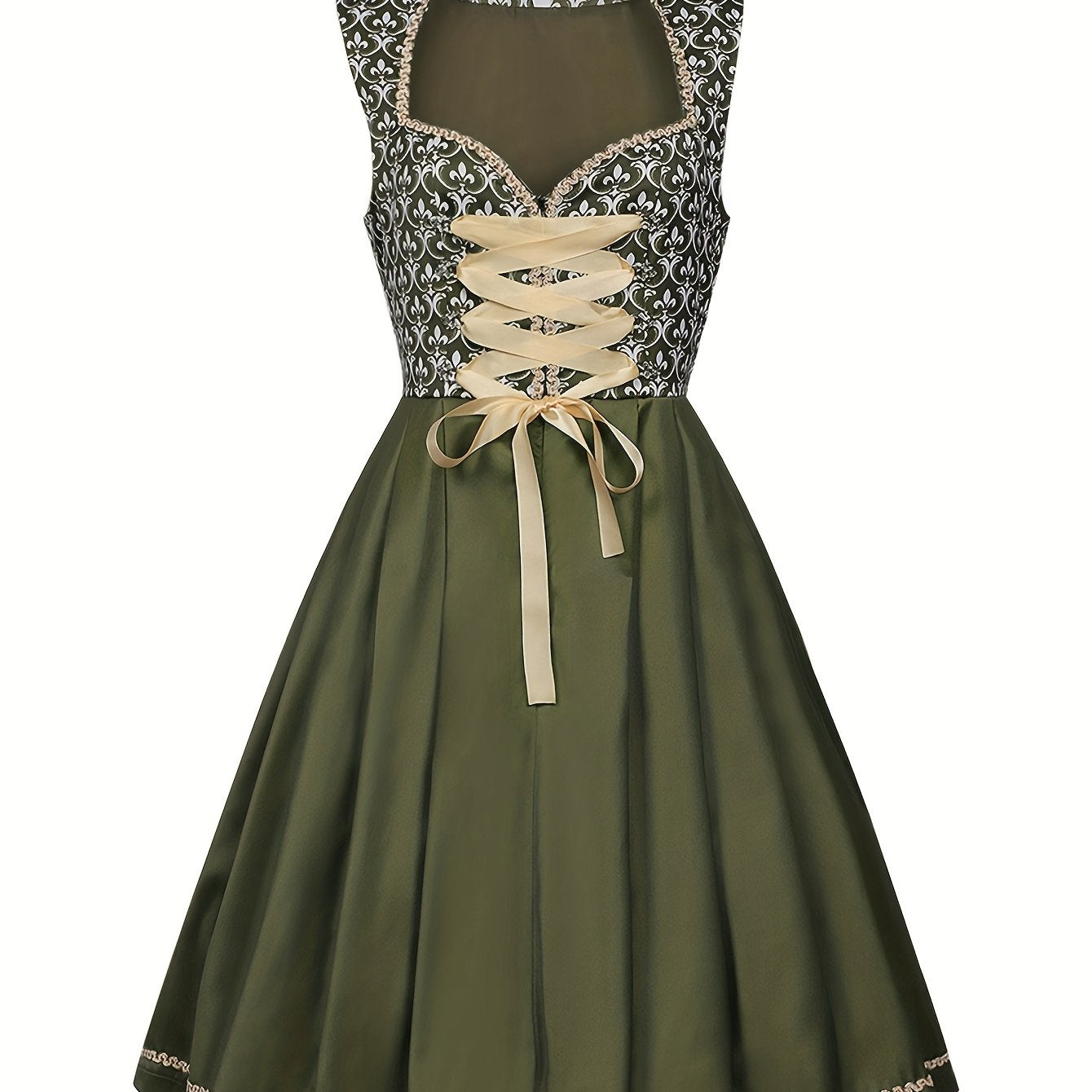 Women's Oktoberfest Dress Set with Floral Embroidery and Apron