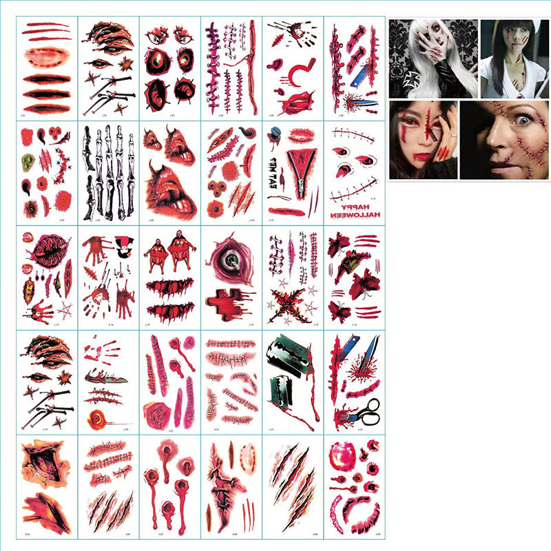 Halloween Temporary Tattoo Stickers for Scary Clown Mouth & Scars