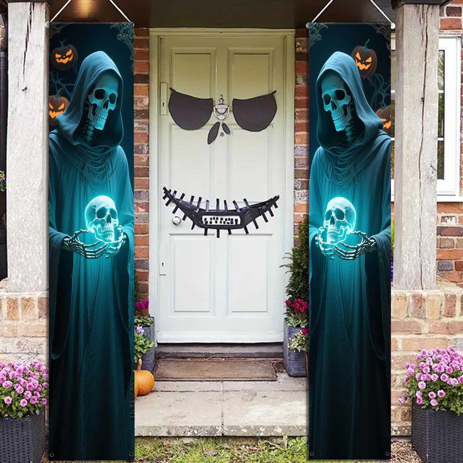 Halloween Skeleton Hanging Banners for Door & Wall Décor, Polyester