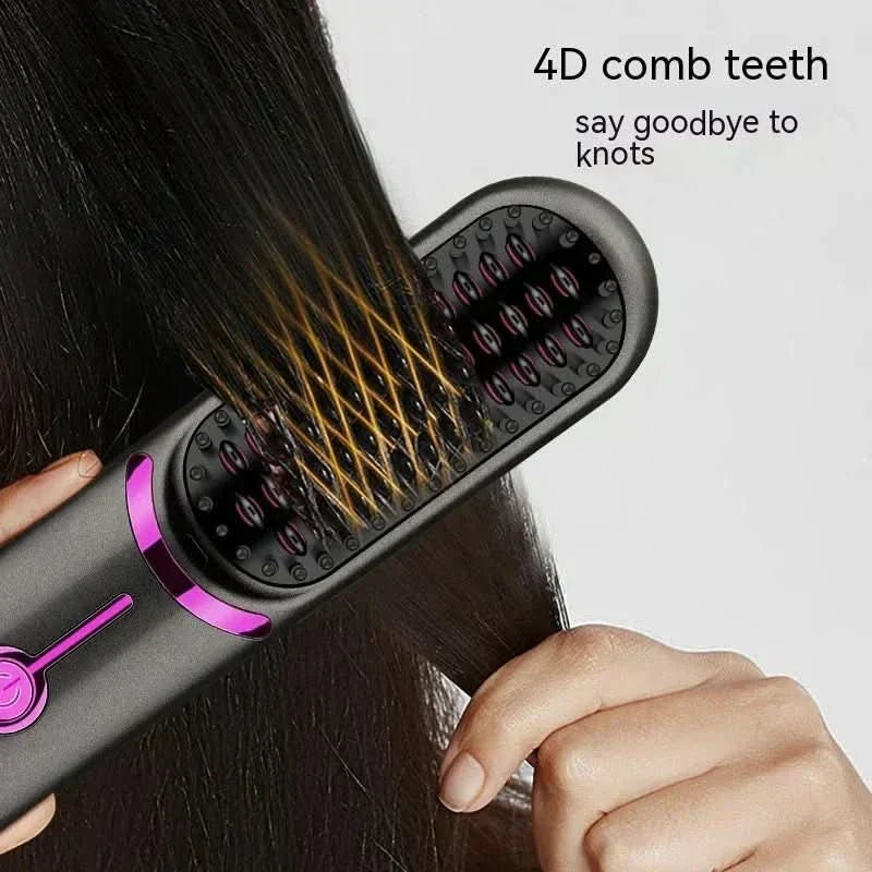 Portable Wireless Hair Straightening Brush for Effortless Styling