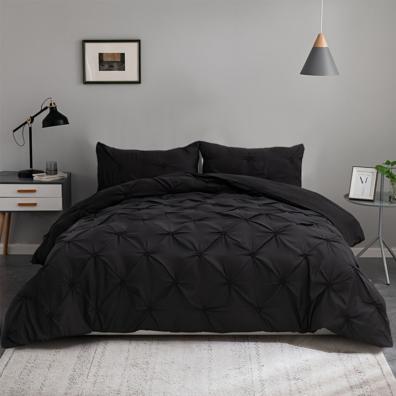 Duvet Cover Set | Quilted Texture | Breathable All-Season Comfort | Polyester