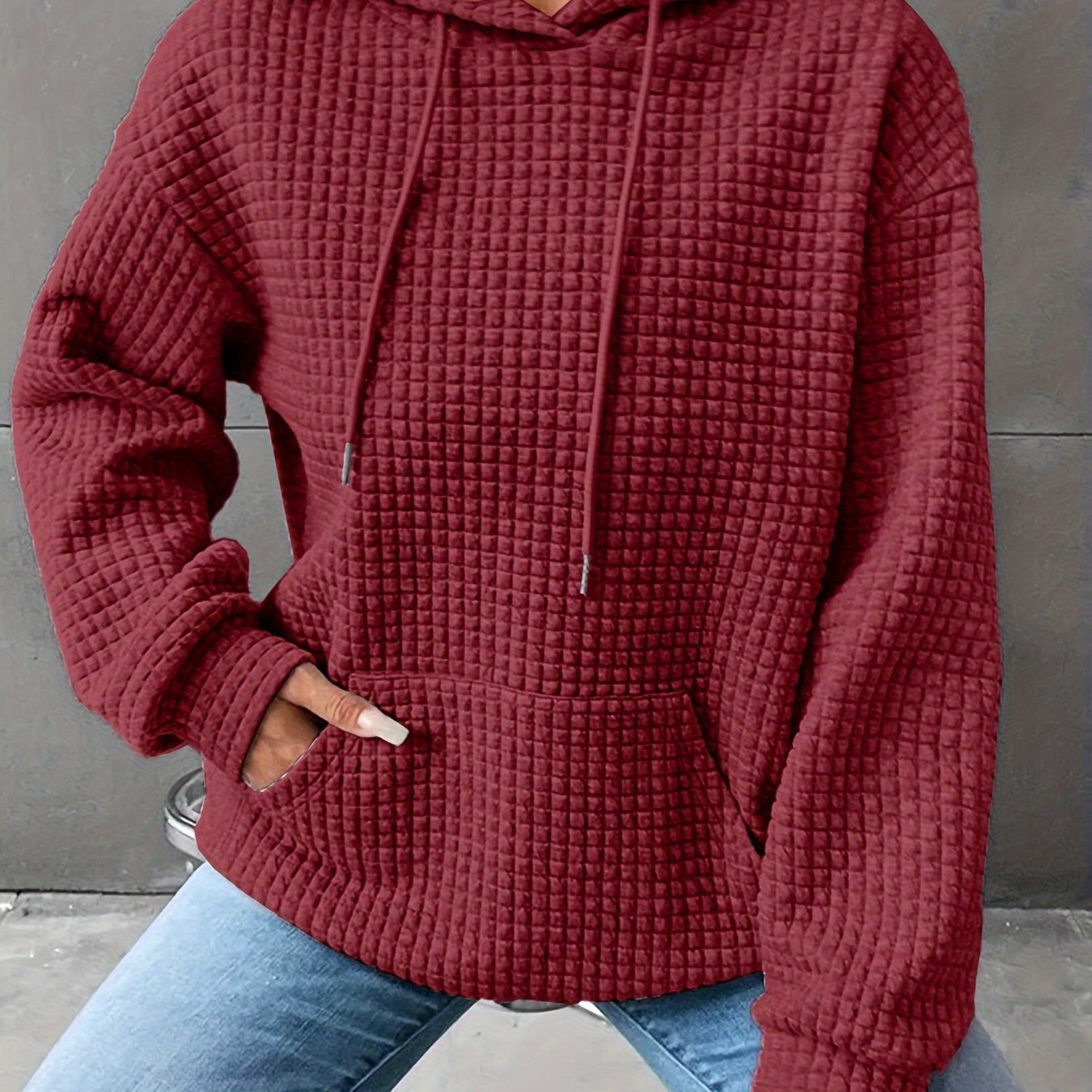 Plus Size Hoodie | Waffle Knit | Casual Comfort Wear | Polyester Blend