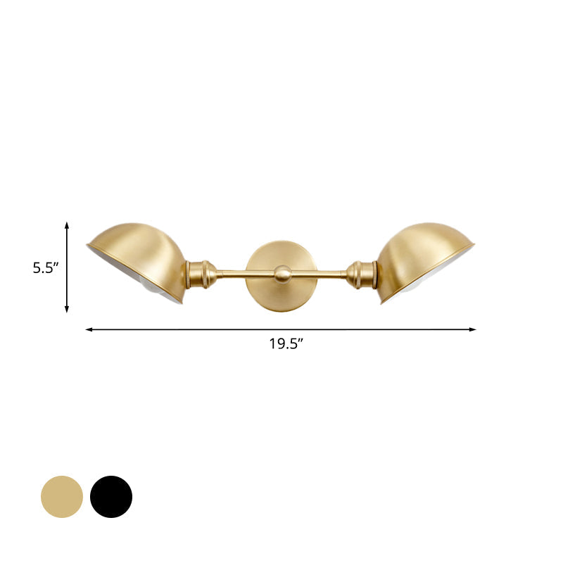 Taavita Vintage Dual Dome Vanity Light Fixture 2 Bulbs Bathroom Wall Mount Lamp in Black/Brass