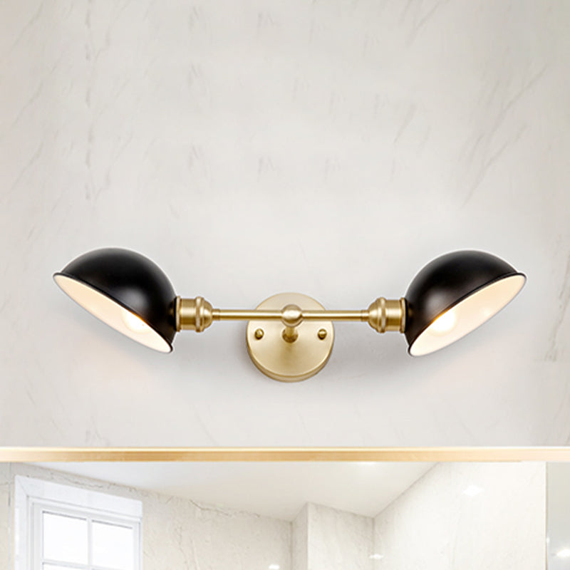 Taavita Vintage Dual Dome Vanity Light Fixture 2 Bulbs Bathroom Wall Mount Lamp in Black/Brass