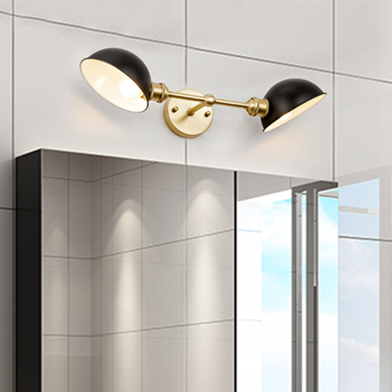 Taavita Vintage Dual Dome Vanity Light Fixture 2 Bulbs Bathroom Wall Mount Lamp in Black/Brass