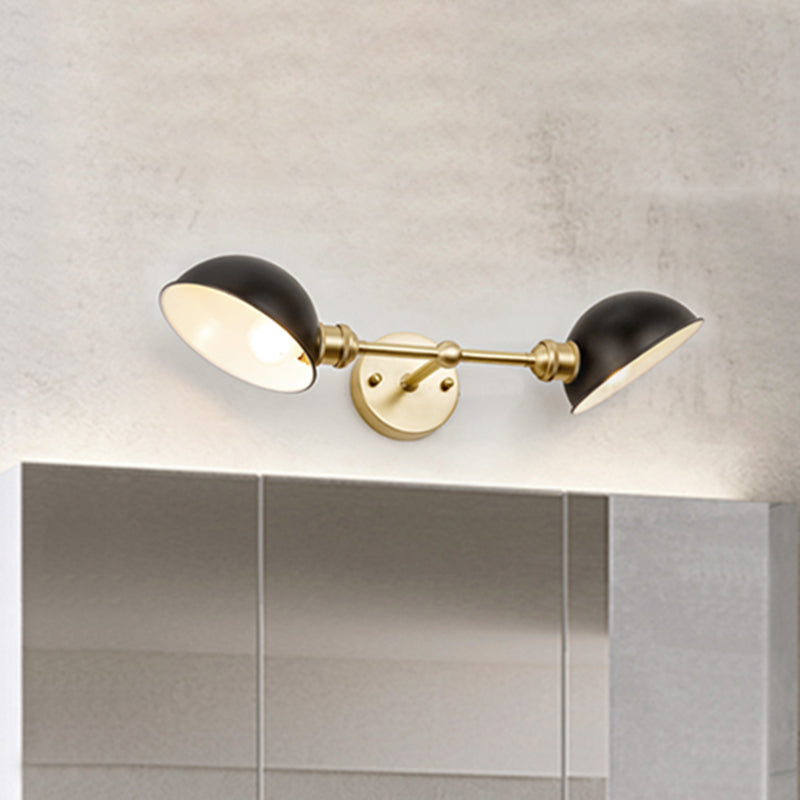 Taavita Vintage Dual Dome Vanity Light Fixture 2 Bulbs Bathroom Wall Mount Lamp in Black/Brass