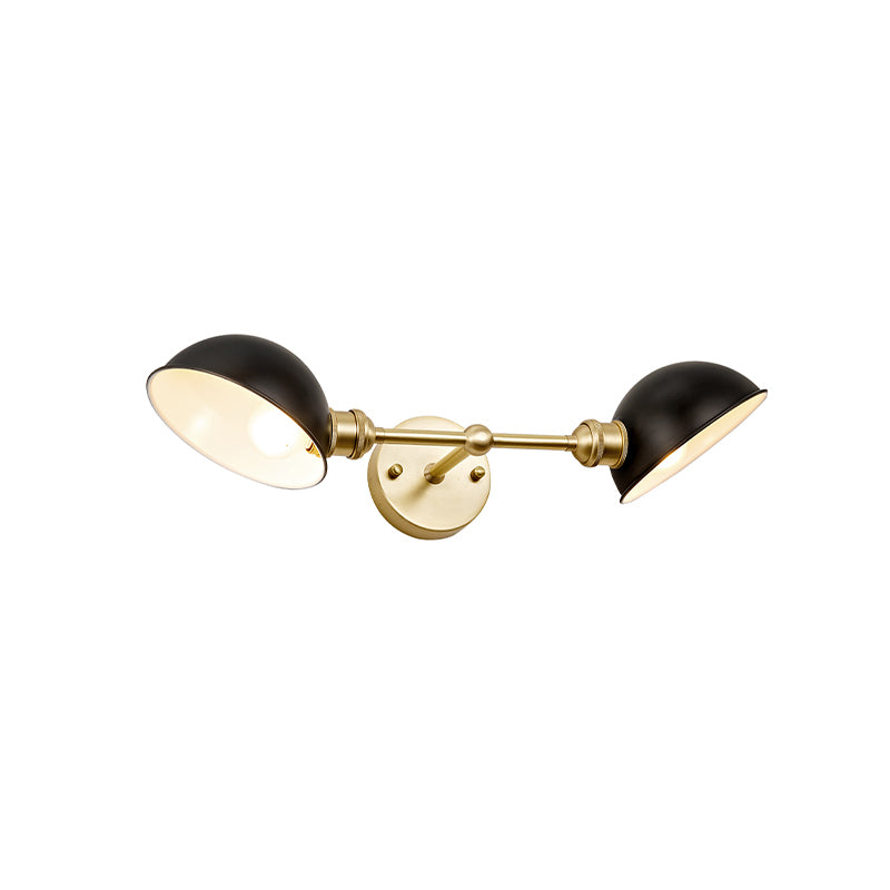 Taavita Vintage Dual Dome Vanity Light Fixture 2 Bulbs Bathroom Wall Mount Lamp in Black/Brass