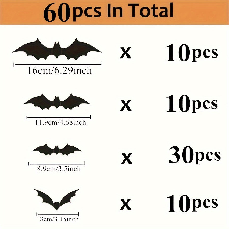 3D Black PVC Bat Wall Stickers Halloween Party Decorations