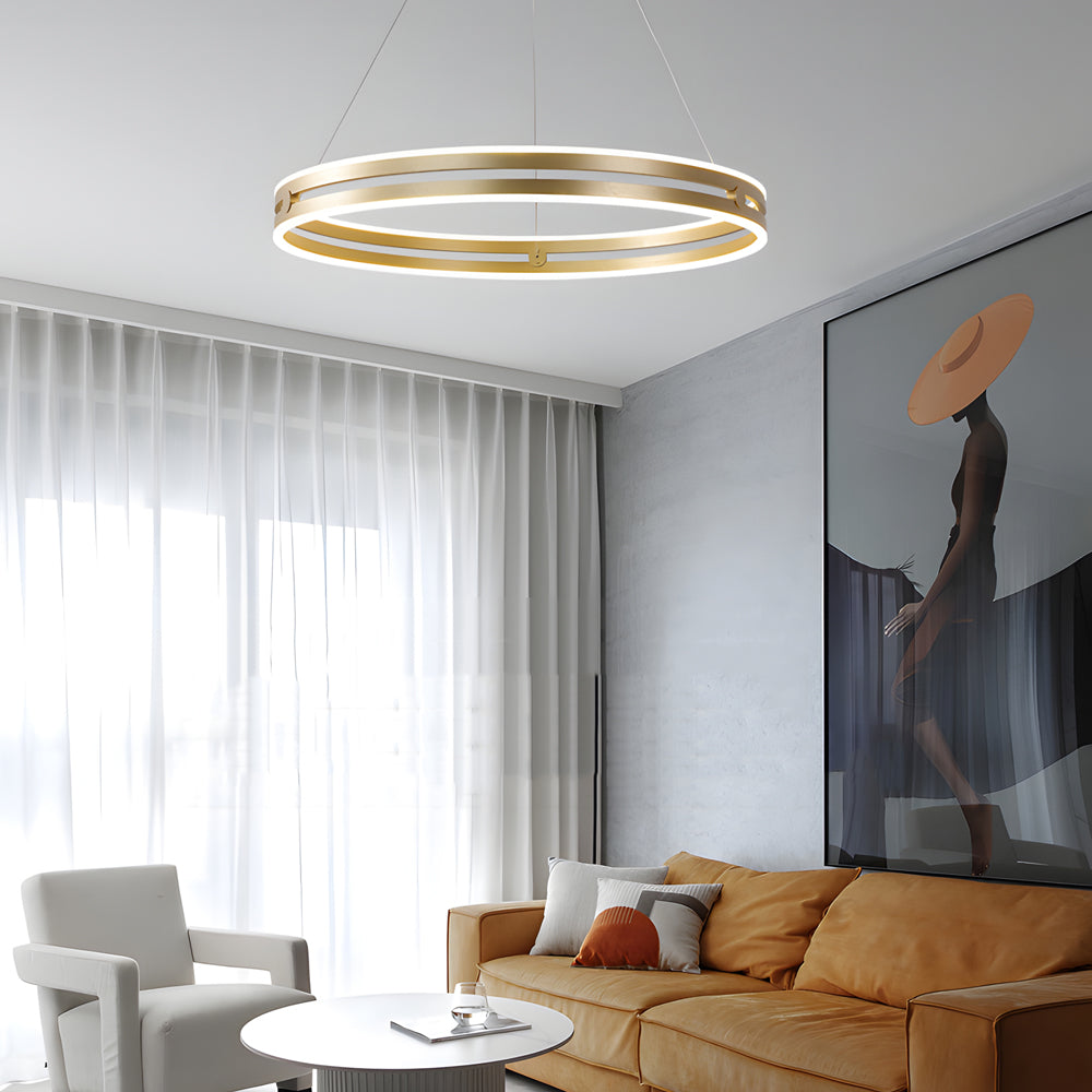 23.6-in Modern Double Wheel Chandelier LED Pendant Light, Taavita