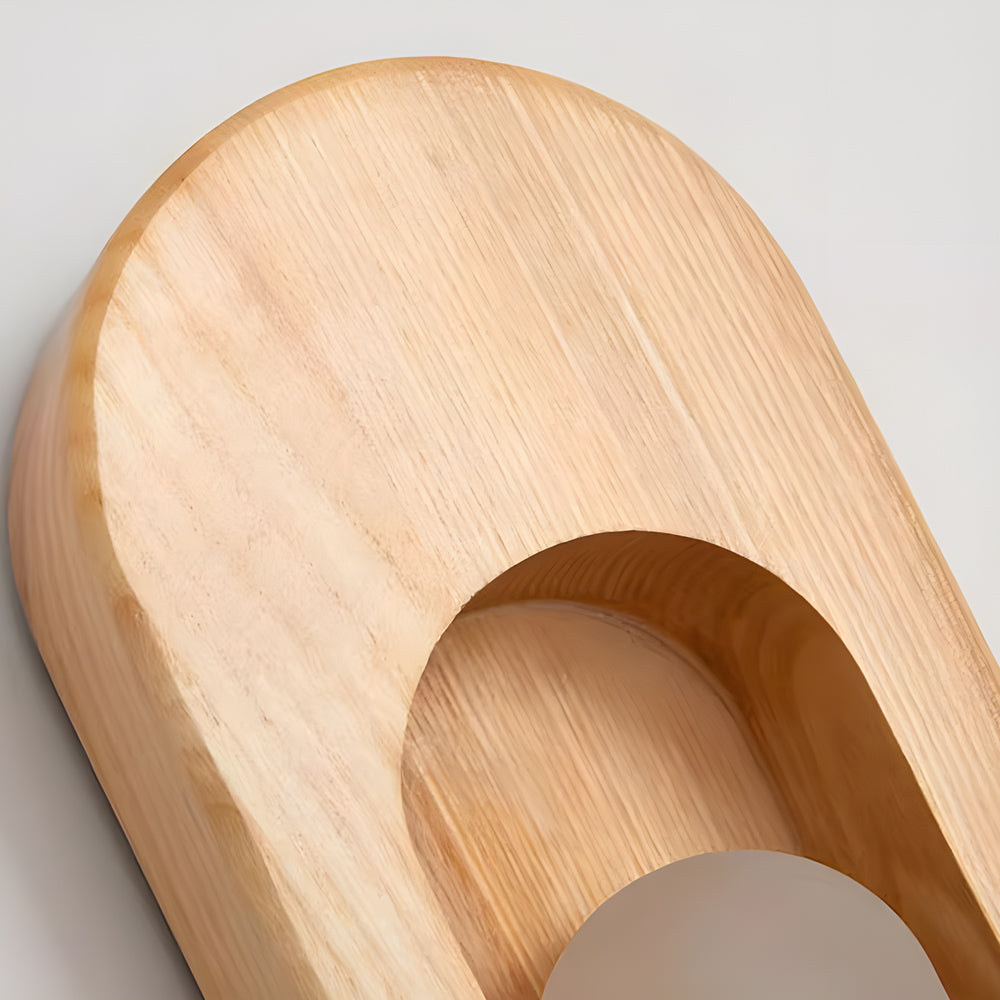 1-Light Wood Oval Wall Sconce - Wood/Walnut Finish