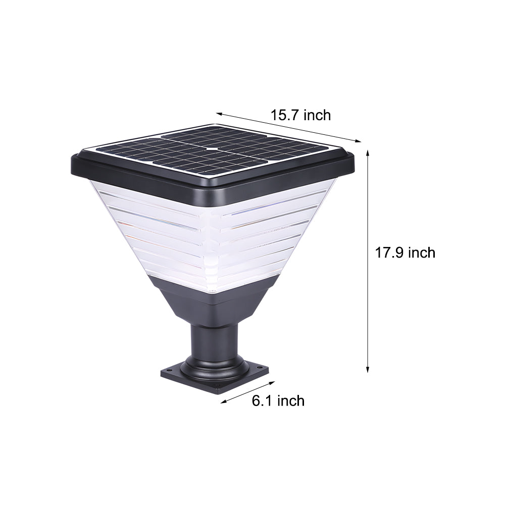 17.9-Inch Black Square Solar LED Outdoor Pier Mount Light by Taavita