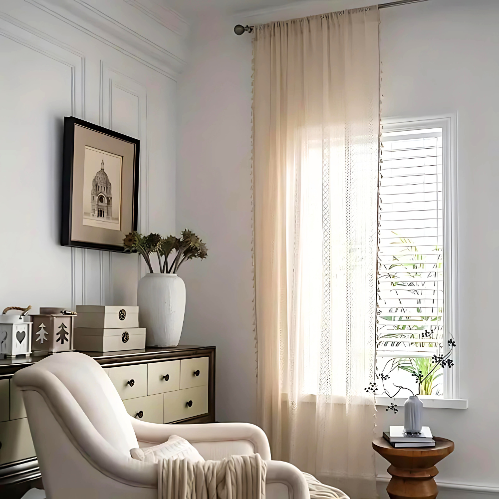 ChicWeave – Elegant Crochet Tassel Window Curtain