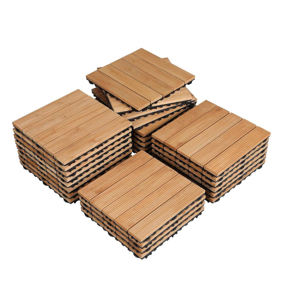 27-Piece Set of Interlocking Wooden Deck Tiles for Outdoor Patios