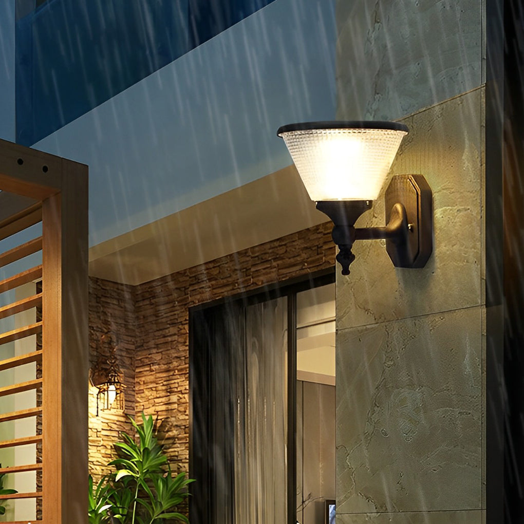 1-Light Modern Black LED Dusk to Dawn Solar Outdoor Wall Light
