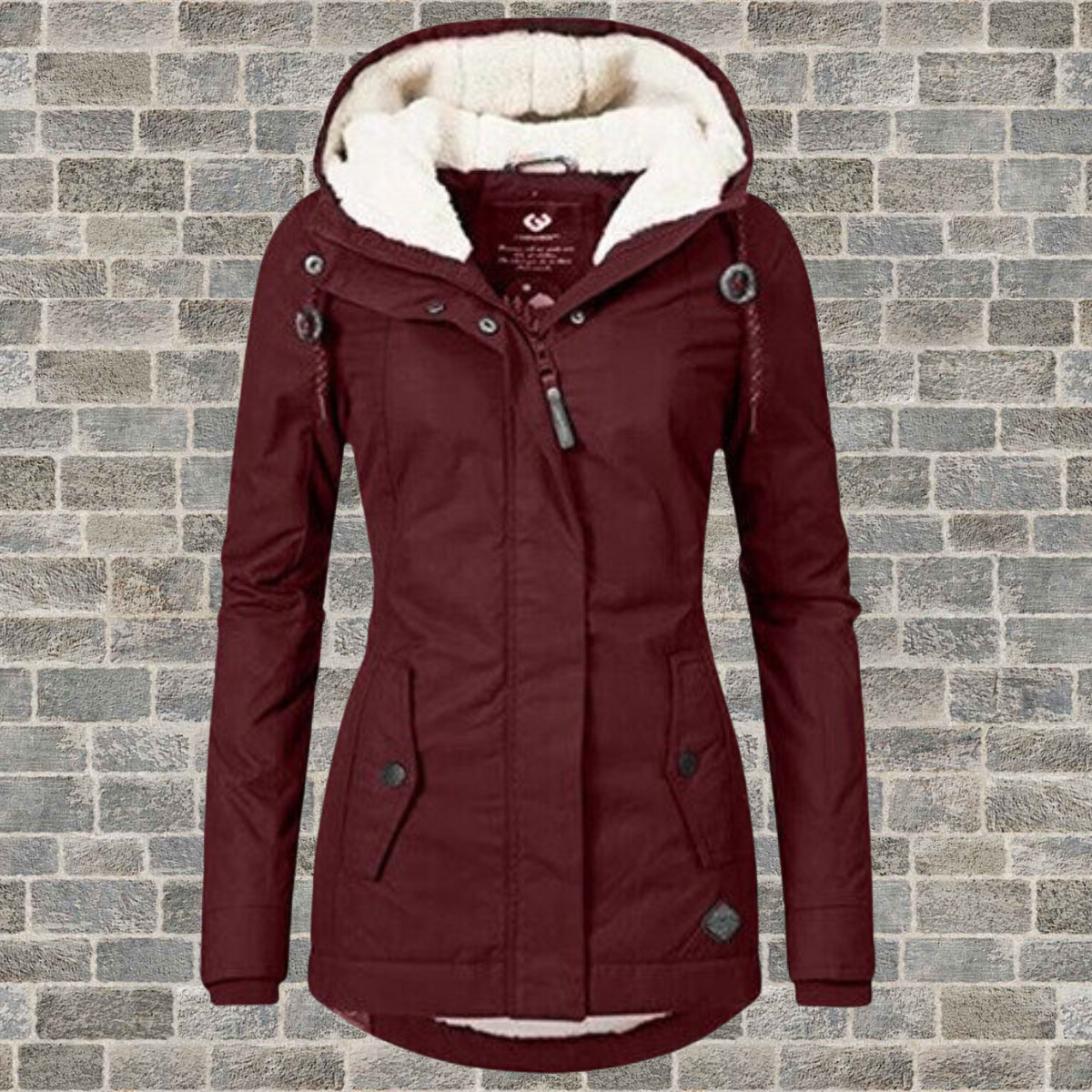 Women’s Hooded Coat | Pleated Design with Lambskin Hood | Cotton Blend | Cozy Warmth