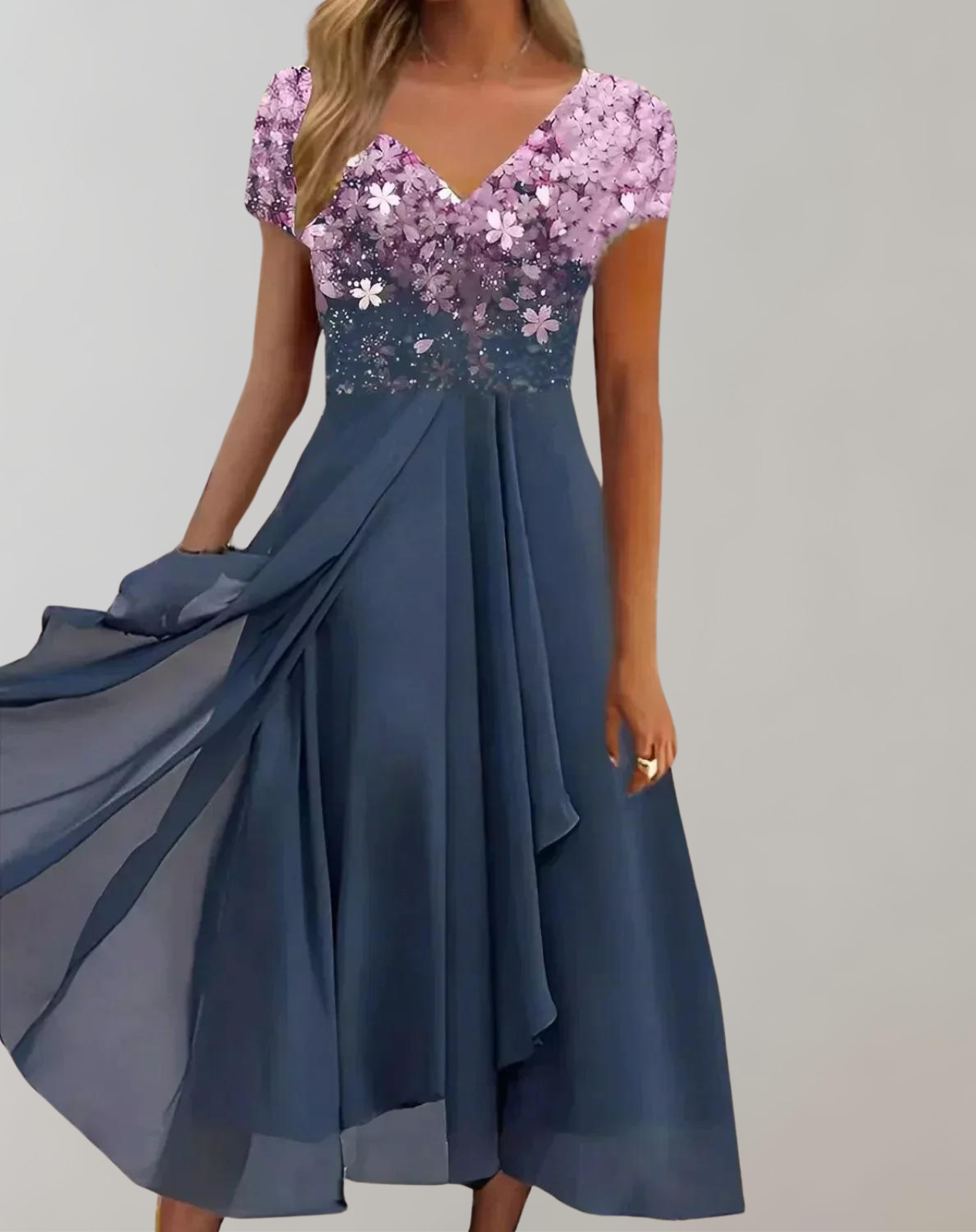 Women’s Evening Gown | Shiny Embellished Bodice & Flowing Chiffon Skirt | Multiple Colors