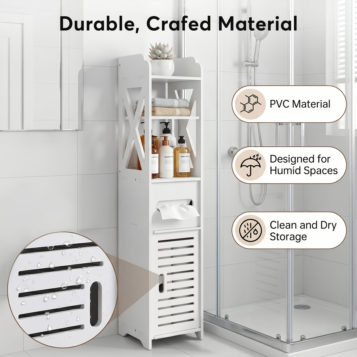 Slim Freestanding Bathroom Storage Cabinet (4-Shelf)