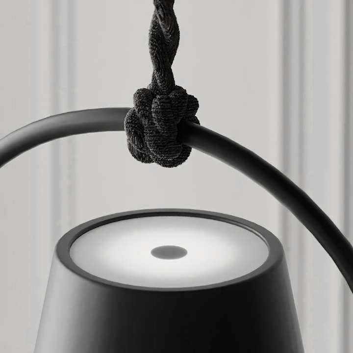 Rechargeable Pendant Light | Circular Ring Frame & Cone Shade | Aluminum & Iron | Warm Ambient Lighting