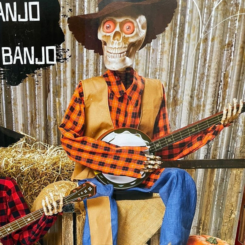 Animated Halloween Skeletons with Sound-Activated Dueling Banjo Music