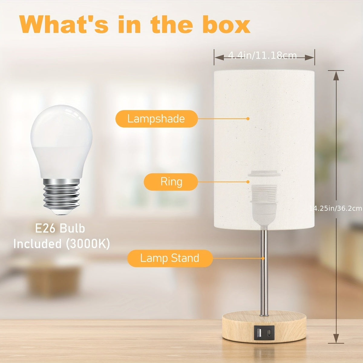 Set of 2 Touch-Controlled USB-Enabled Dimmable Table Lamps