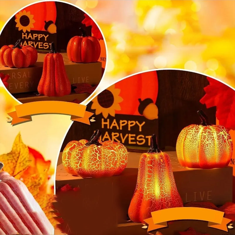 Battery-Powered Halloween Pumpkin Lanterns Set of 3 Resin Decor